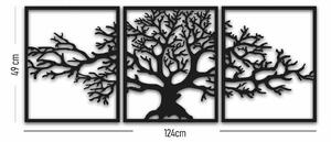 Decoratiune de perete Copacul Vietii, Metal, Negru, 3 Piese 120 x 49 cm
