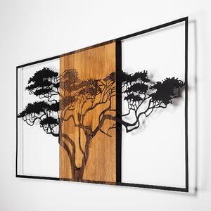 Decoratiune de Perete Lemn Acacia Tree, Negru, 70x3x147 cm