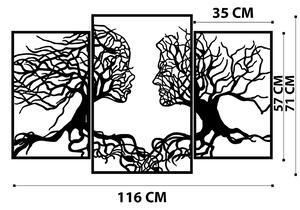 Decoratiune de perete Metal Love Tree, Negru, 71x0,12x116 cm