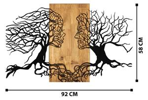 Decoratiune de perete lemn Reincarnare, Negru, 92 x 58 x 3cm