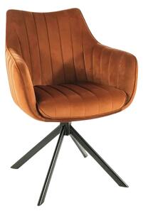 Scaun living rotativ AZALIA, caramiziu/negru, stofa catifelata/metal