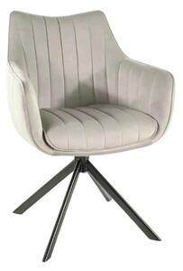 Scaun living rotativ AZALIA, gri deschis/negru, stofa catifelata/metal