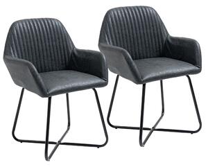Set scaune din imitatie piele cu picioare antiderapante si anti-zgrariere, din metal 60x56.5x85cm negru HOMCOM | Aosom RO