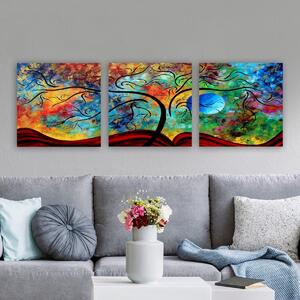 Pictură decorativă pânză Sky Colorat, Multicolor, 30x3x90 cm, 3 bucăți