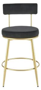 Scaun bar H115, negru/auriu, stofa catifelata/otel, 45x54x90 cm