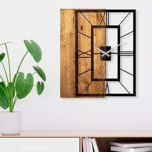 Ceas de perete decorativ din lemn Wooden Clock 37, Nuc deschis, 58x49 cm