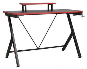 Masa birou B-202, negru mat/rosu, PAL/metal, 120x60x80 cm
