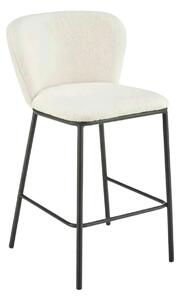 Scaun bar H119, crem/negru, stofa buclata/otel, 54x53x92 cm