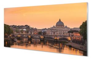 Tablouri pe sticlă râu Roma Sunset poduri clădiri