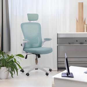 Scaun de birou ergonomic cu spatar inalt, suport lombar si cotiere rabatabile OFF 336 bleu