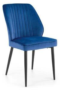 Scaun tapitat K432, albastru, stofa catifelata, 48x57x85 cm