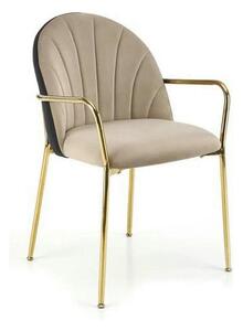Scaun tapitat K500, bej/auriu, stofa catifelata, 53x57x80 cm