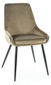 Scaun pentru living COBE, stofa catifelata verde olive/negru, 49x43x85