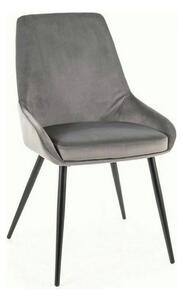 Scaun COBE, stofa catifelata gri/negru, 49x43x85 cm