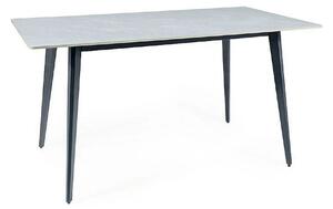 Masa IVY, alb cu efect de marmura/negru, ceramica/metal, 140x80x75 cm