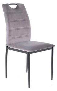 Scaun RIP, gri/negru, stofa catifelata/metal, 44x38x92 cm
