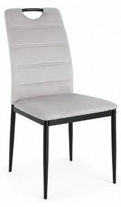 Scaun RIP, gri deschis/negru, stofa catifelata/metal, 44x38x92 cm
