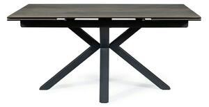 Masa extensibila moderna COLUMBUS CERAMIC, maro/negru mat, sticla secu
