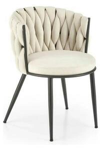 Scaun dining modern K516, bej/negru, stofa clasica/otel, 57x60x79 cm