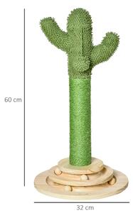 PawHut Stâlp Zgâriat pentru Pisici, Centru de Joacă în Formă de Cactus, 32x32x60cm, Verde | Aosom Romania
