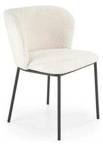 Scaun tapitat crem K518, crem, stofa buclata/metal, 57x59x75 cm