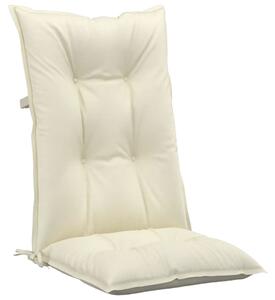 Perne scaun cu spătar înalt, 2 buc., crem, 120x50x7 cm, textil