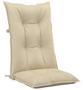 Perne scaun cu spătar înalt, 4 buc., bej, 120x50x7 cm, textil