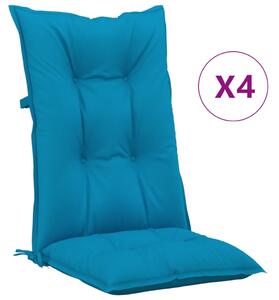 Perne scaun cu spătar înalt, 4 buc. albastru 120x50x7 cm textil