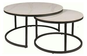 Set 2 masute cafea FERRANTE C, alb/negru, ceramica/metal
