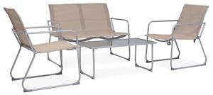 Set mobilier de grădină, 4 piese, gri taupe, oțel și textil
