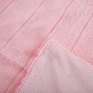 TEMPO-KONDELA SERGI, pătură cu dungi de pluş, roz deschis, 150x200 cm