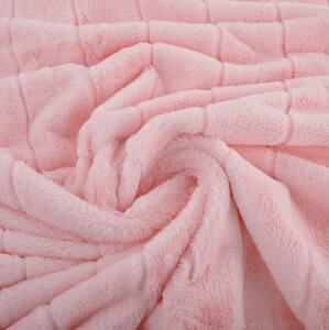 TEMPO-KONDELA SERGI, pătură cu dungi de pluş, roz deschis, 150x200 cm