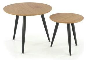 Set 2 masute cafea MENTONA 2, stejar auriu/negru