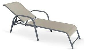 Sezlong gradina MOSLER, gri, plasa/otel, 65x193x95 cm