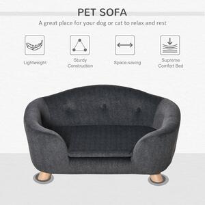 PawHut Canapea pentru Câini de Talie Mică, Culcuș de Interior cu Pernă Lavabilă, Design Modern, 70x47x30cm, Gri Antracit | Aosom Romania
