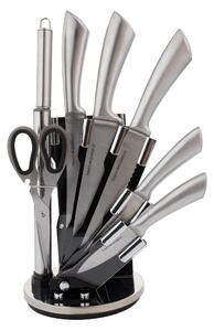 TEMPO-KONDELA JAVED, set de cuţite într-un suport, 8 buc., argintiu