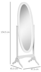 HOMCOM oglinda reglabila cu suport, 47.5x45.5x154.5cm, alba | Aosom Ro