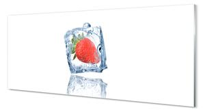 Tablouri pe sticlă cub de gheață căpșuni