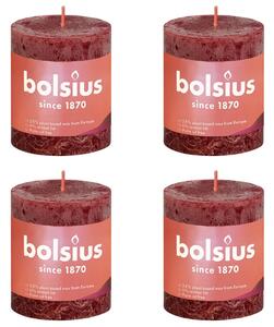 Bolsius Lumânări bloc rustice Shine, 4 buc., roșu catifelat, 80x68 mm 103668780347
