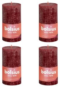Bolsius Lumânări bloc rustice Shine, 4 buc., roșu catifelat, 130x68 mm 103668790347