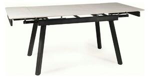 Masa extensibila JOHN, crem cu efect de marmura/negru mat, ceramica/me