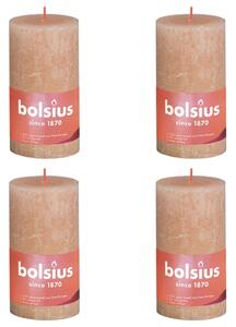 Bolsius Lumânări bloc rustice Shine, 4 buc., roz cețos, 130x68 mm 103668790304