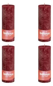 Bolsius Lumânări bloc rustice Shine, 4 buc., roșu catifelat, 190x68 mm 103668850347
