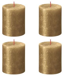 Bolsius Lumânări bloc rustice Shimmer, 4 buc., auriu, 80x68 mm 103667637082