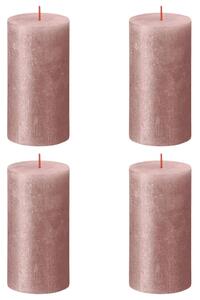 Bolsius Lumânări bloc rustice Shimmer, 4 buc., roz, 130x68 mm 103667647150