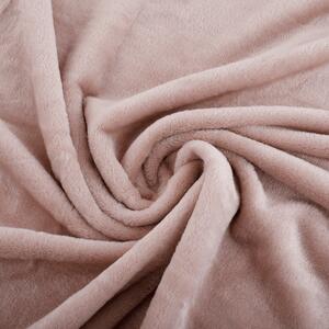 TEMPO-KONDELA LUANG, pătură de pluş cu pompoane, roz pudră, 150x200 cm