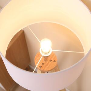 Lampă de podea cu trepied din lemn, lampă de podea modernă cu abajur din material textil alb, E27, 45x45x147cm HOMCOM | Aosom RO