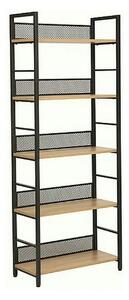 Etajera RAW R5, stejar/negru, PAL laminat/metal, 60x28x154 cm