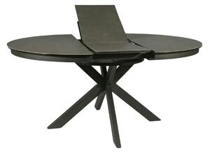 Masa rotunda extensibila 120 cm PORTO, gri inchis/negru mat, sticla se
