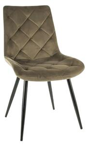 Scaun RALPH, verde olive/negru, stofa catifelata/metal, 51x42x88 cm